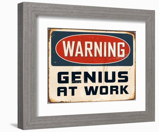 Warning - Genius at Work-Real Callahan-Framed Art Print