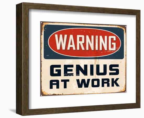 Warning - Genius at Work-Real Callahan-Framed Art Print