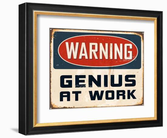 Warning - Genius at Work-Real Callahan-Framed Art Print