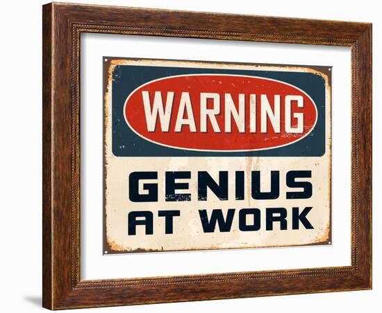 Warning - Genius at Work-Real Callahan-Framed Art Print