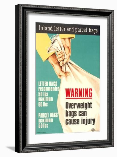 Warning Overweight Bags Can Cause Injury-null-Framed Art Print