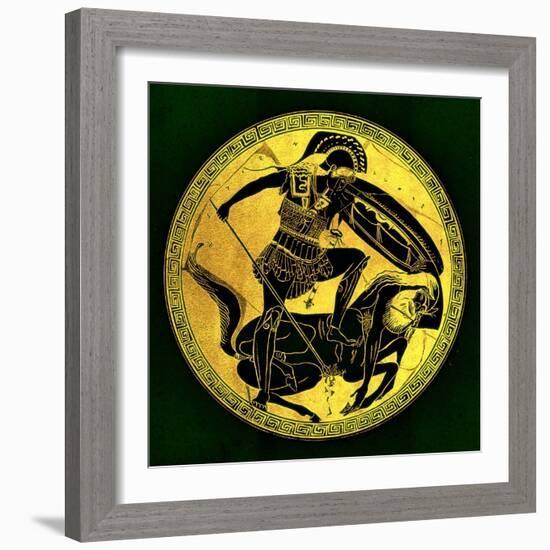 Warrior and Centaur, Illustration from 'Greek Vase Paintings'-English-Framed Giclee Print