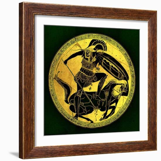 Warrior and Centaur, Illustration from 'Greek Vase Paintings'-English-Framed Giclee Print