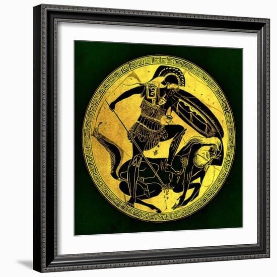 Warrior and Centaur, Illustration from 'Greek Vase Paintings'-English-Framed Giclee Print