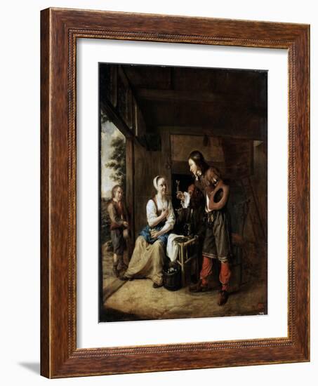 Warrior and Servant, 1653-Pieter de Hooch-Framed Giclee Print