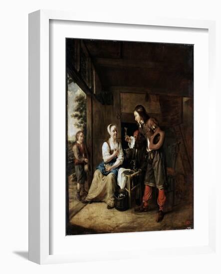 Warrior and Servant, 1653-Pieter de Hooch-Framed Giclee Print