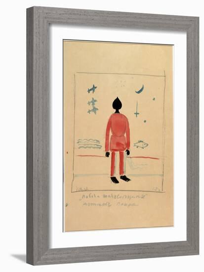 Warrior Illustration for a Costume for the Opera the Victory on the Sun by Alexei Kroutchenykh (18-Kazimir Severinovich Malevich-Framed Giclee Print