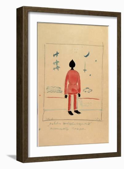 Warrior Illustration for a Costume for the Opera the Victory on the Sun by Alexei Kroutchenykh (18-Kazimir Severinovich Malevich-Framed Giclee Print