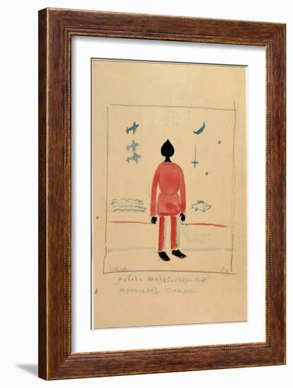 Warrior Illustration for a Costume for the Opera the Victory on the Sun by Alexei Kroutchenykh (18-Kazimir Severinovich Malevich-Framed Giclee Print