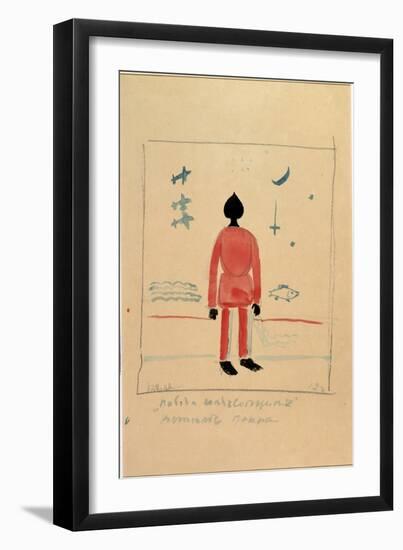 Warrior Illustration for a Costume for the Opera the Victory on the Sun by Alexei Kroutchenykh (18-Kazimir Severinovich Malevich-Framed Giclee Print