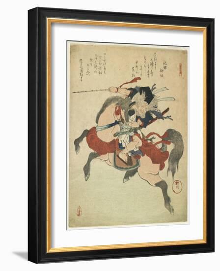 Warrior on His Horse-Yanagawa Shigenobu-Framed Giclee Print