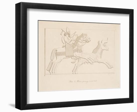 Warrior Pursuing a Wild Bull, from Monuments of Nineveh, Pub. 1849 (Engraving)-Austen Henry Layard-Framed Giclee Print