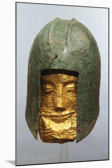 Warrior's Helmet with Gold Mask from Sindos, Greece-null-Mounted Giclee Print