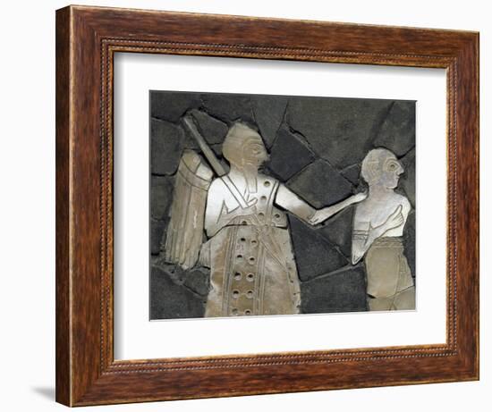 Warrior with Prisoner, Mother of Pearl Mosaic Panel, Syria, 3rd Millennium BC-null-Framed Giclee Print