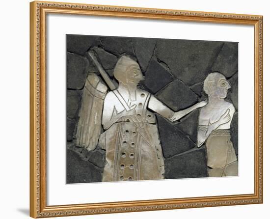 Warrior with Prisoner, Mother of Pearl Mosaic Panel, Syria, 3rd Millennium BC-null-Framed Giclee Print