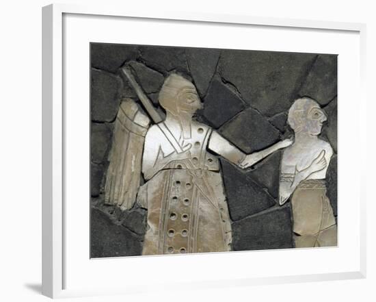 Warrior with Prisoner, Mother of Pearl Mosaic Panel, Syria, 3rd Millennium BC-null-Framed Giclee Print