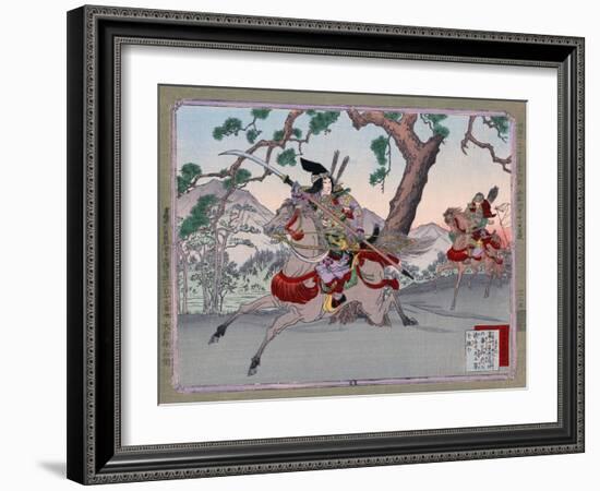 Warriors on Horseback, Japanese Wood-Cut Print-Lantern Press-Framed Art Print