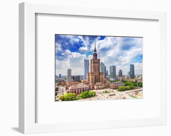 Warsaw, Poland. Aerial View Palace of Culture and Science and Downtown Business Skyscrapers, City C-Michal Bednarek-Framed Photographic Print