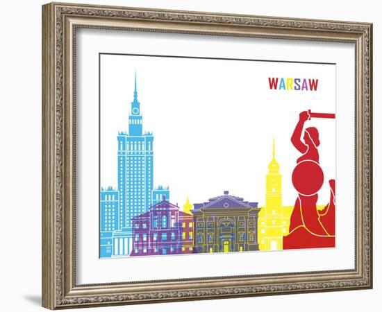 Warsaw Skyline Pop-paulrommer-Framed Art Print