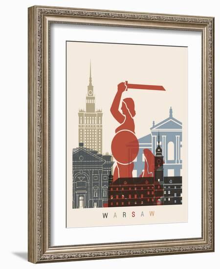 Warsaw Skyline Poster-paulrommer-Framed Art Print