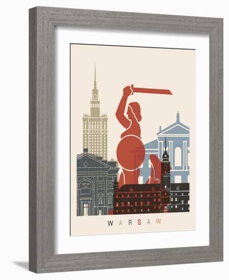 Warsaw Skyline Poster-paulrommer-Framed Art Print