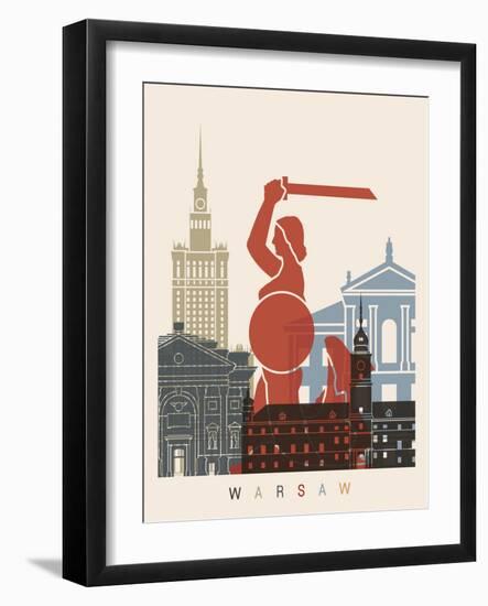 Warsaw Skyline Poster-paulrommer-Framed Art Print