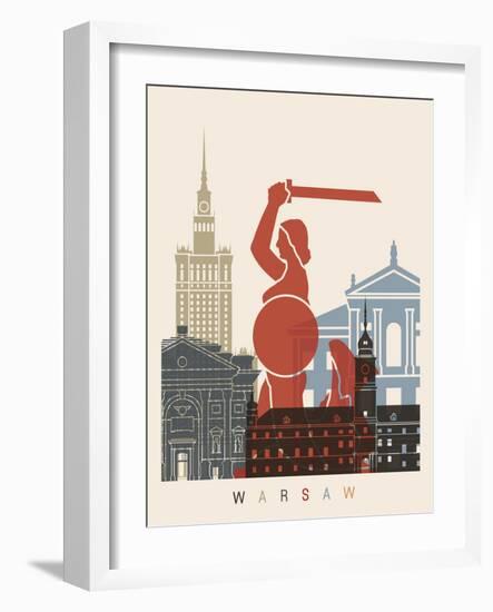 Warsaw Skyline Poster-paulrommer-Framed Art Print