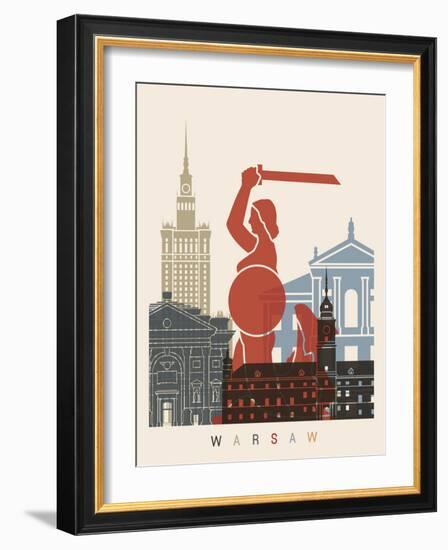 Warsaw Skyline Poster-paulrommer-Framed Art Print