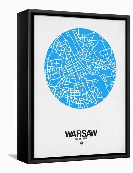 Warsaw Street Map Blue-NaxArt-Framed Stretched Canvas