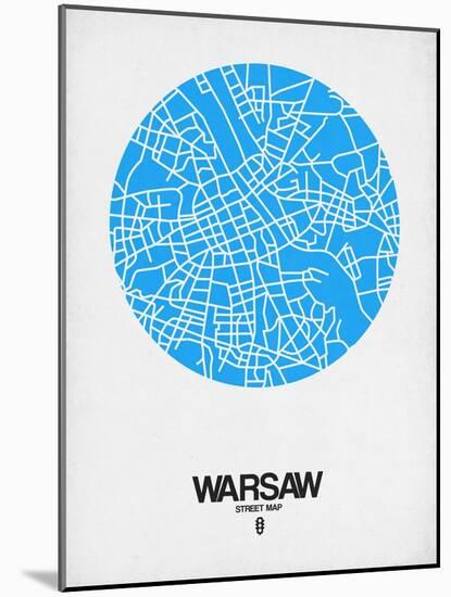 Warsaw Street Map Blue-NaxArt-Mounted Art Print