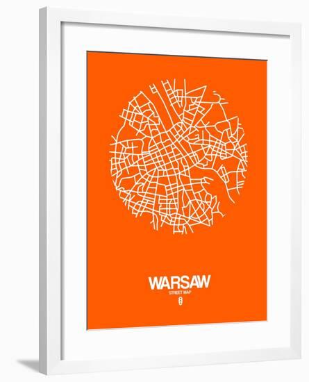 Warsaw Street Map Orange-NaxArt-Framed Art Print