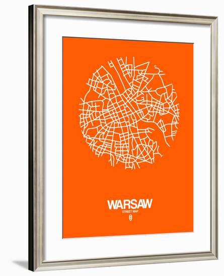 Warsaw Street Map Orange-NaxArt-Framed Art Print