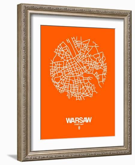 Warsaw Street Map Orange-NaxArt-Framed Art Print