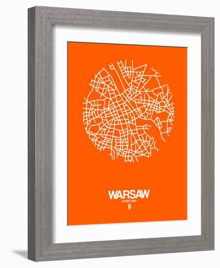 Warsaw Street Map Orange-NaxArt-Framed Art Print