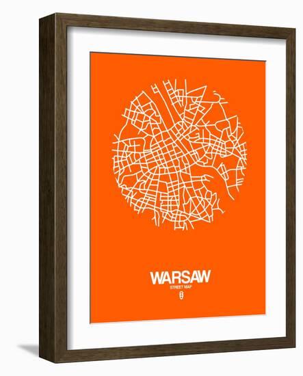 Warsaw Street Map Orange-NaxArt-Framed Art Print