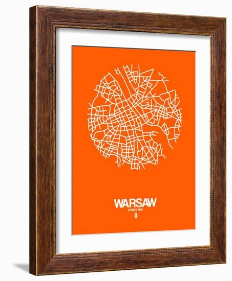 Warsaw Street Map Orange-NaxArt-Framed Art Print