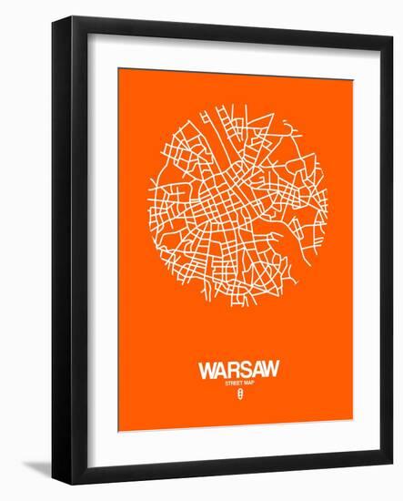 Warsaw Street Map Orange-NaxArt-Framed Art Print