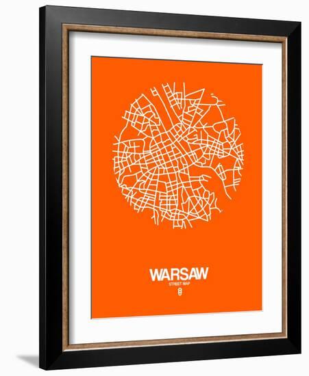 Warsaw Street Map Orange-NaxArt-Framed Art Print