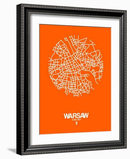 Warsaw Street Map Orange-NaxArt-Framed Art Print