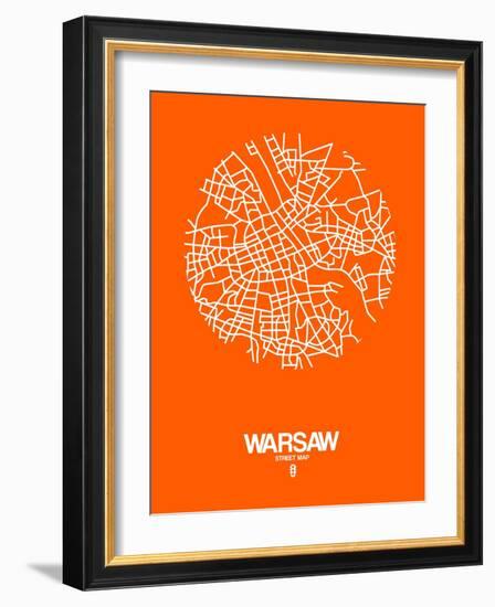 Warsaw Street Map Orange-NaxArt-Framed Art Print