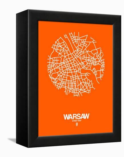 Warsaw Street Map Orange-NaxArt-Framed Stretched Canvas