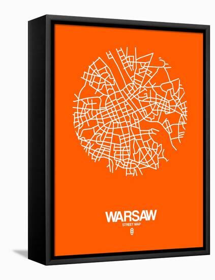 Warsaw Street Map Orange-NaxArt-Framed Stretched Canvas