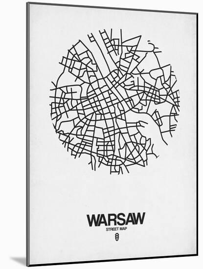 Warsaw Street Map White-NaxArt-Mounted Art Print