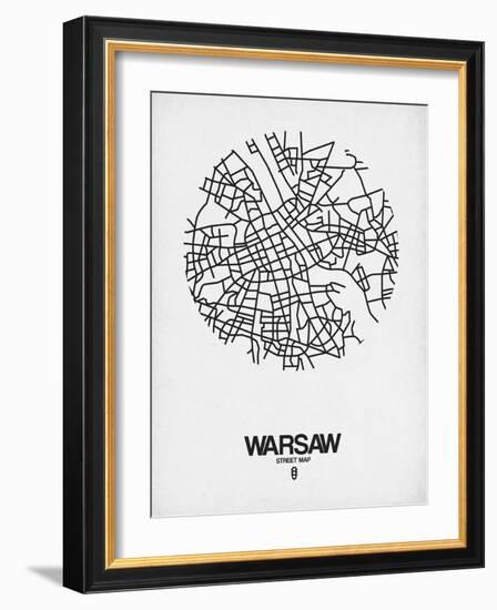 Warsaw Street Map White-NaxArt-Framed Art Print