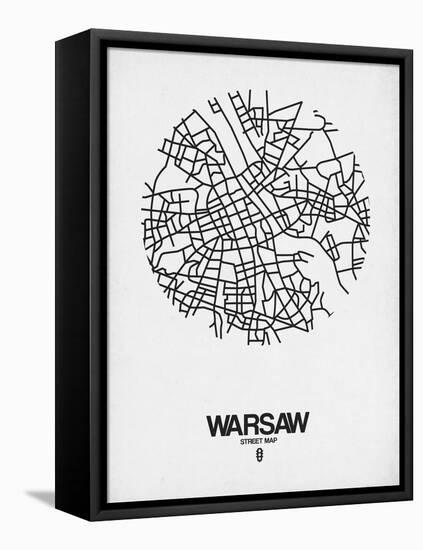 Warsaw Street Map White-NaxArt-Framed Stretched Canvas