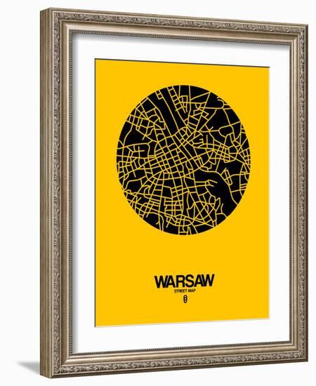 Warsaw Street Map Yellow-NaxArt-Framed Art Print