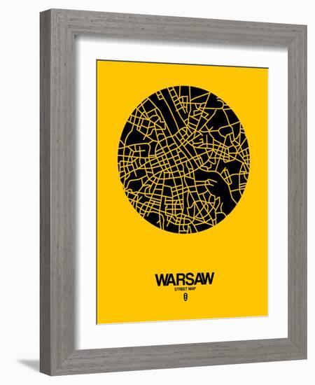 Warsaw Street Map Yellow-NaxArt-Framed Art Print