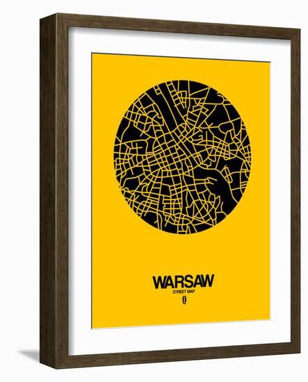 Warsaw Street Map Yellow-NaxArt-Framed Art Print