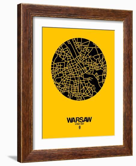 Warsaw Street Map Yellow-NaxArt-Framed Art Print