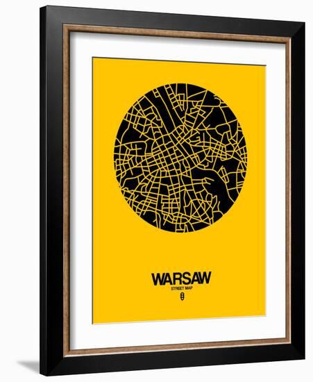 Warsaw Street Map Yellow-NaxArt-Framed Art Print